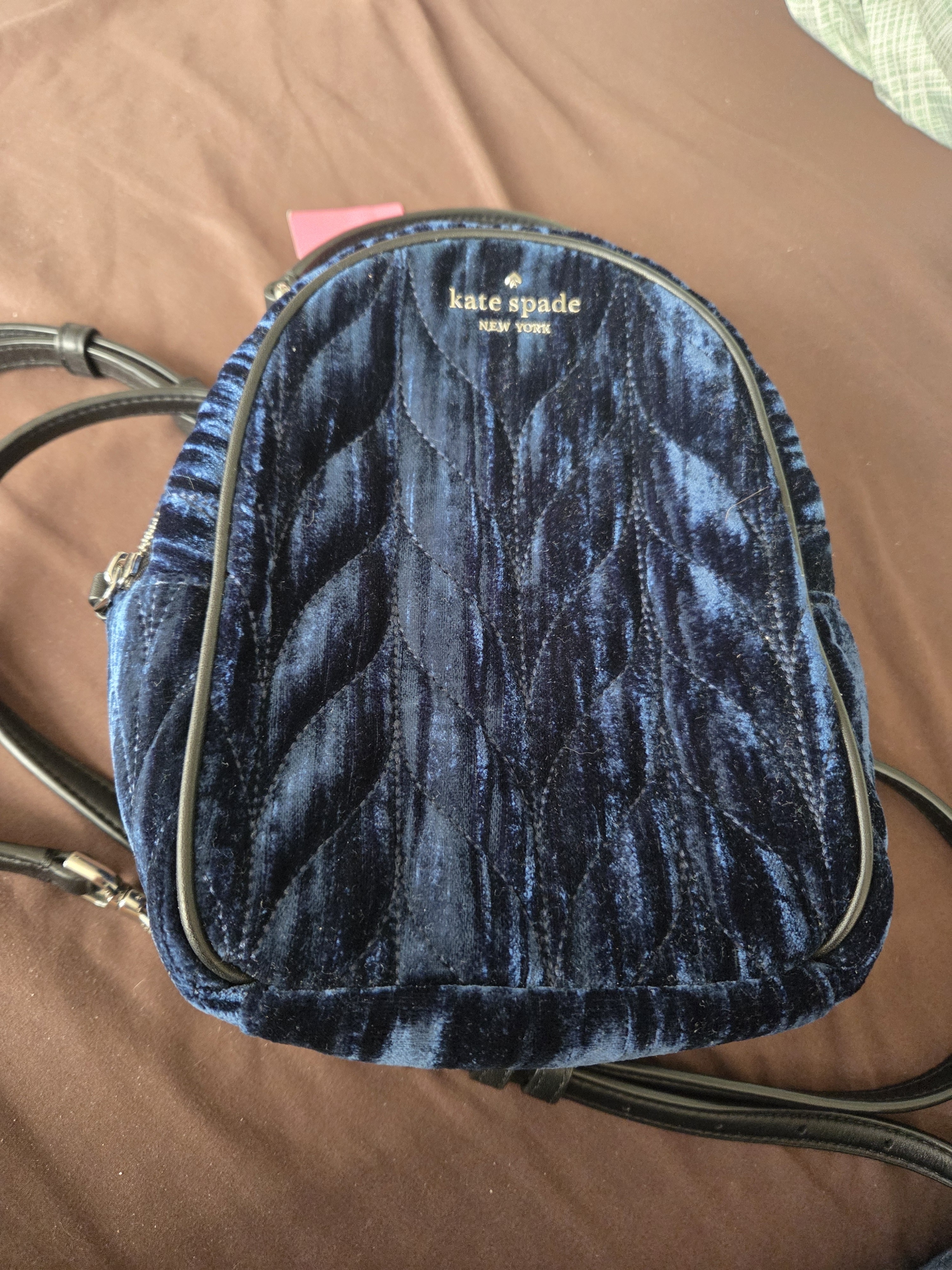 Kate Spade New York Navy Velvet Mini Backpack